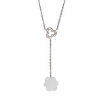 Chanel 18k White Gold Camelia Agate + Diamond Necklace // Pre-Owned