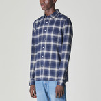 Vallegrande Brushed Flannel Check Shirt // Navy (XL)