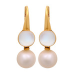 Assael 18k Yellow Gold Moonstone + Pearl Earrings II