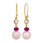 Assael 18k Yellow Gold Diamond + Ruby Earrings