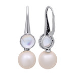 Assael 18k White Gold Moonstone + Pearl Earrings I