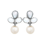 Assael 18k White Gold Moonstone + Pearl Earrings II