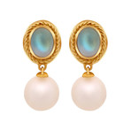 Assael 18k Yellow Gold Moonstone + Pearl Earrings IV