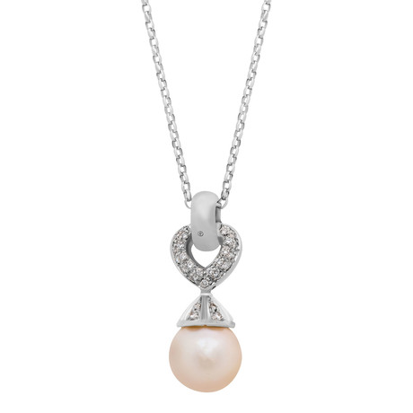 Assael // 18k White Gold Diamond + Pearl Pendant // 15.75"