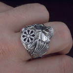 Odin + Helm of Awe Symbol Ring // Silver (10.5)