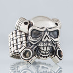 Biker Skull Ring V2 // Silver (10.5)