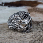 Odin + Vegvisir Ring // Silver (11)