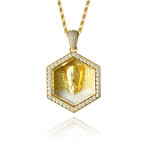 White Diamond Floating Pharaoh Pendant // Yellow Gold