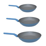 Leo // Non-Stick 3-Piece Fry Pan Set // Blue