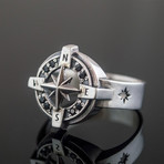 Compass Ring // Silver + Black (10.5)