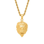 Lion's Head Pendant Necklace // Yellow