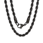 Stainless Steel Rope Chain Necklace // Black