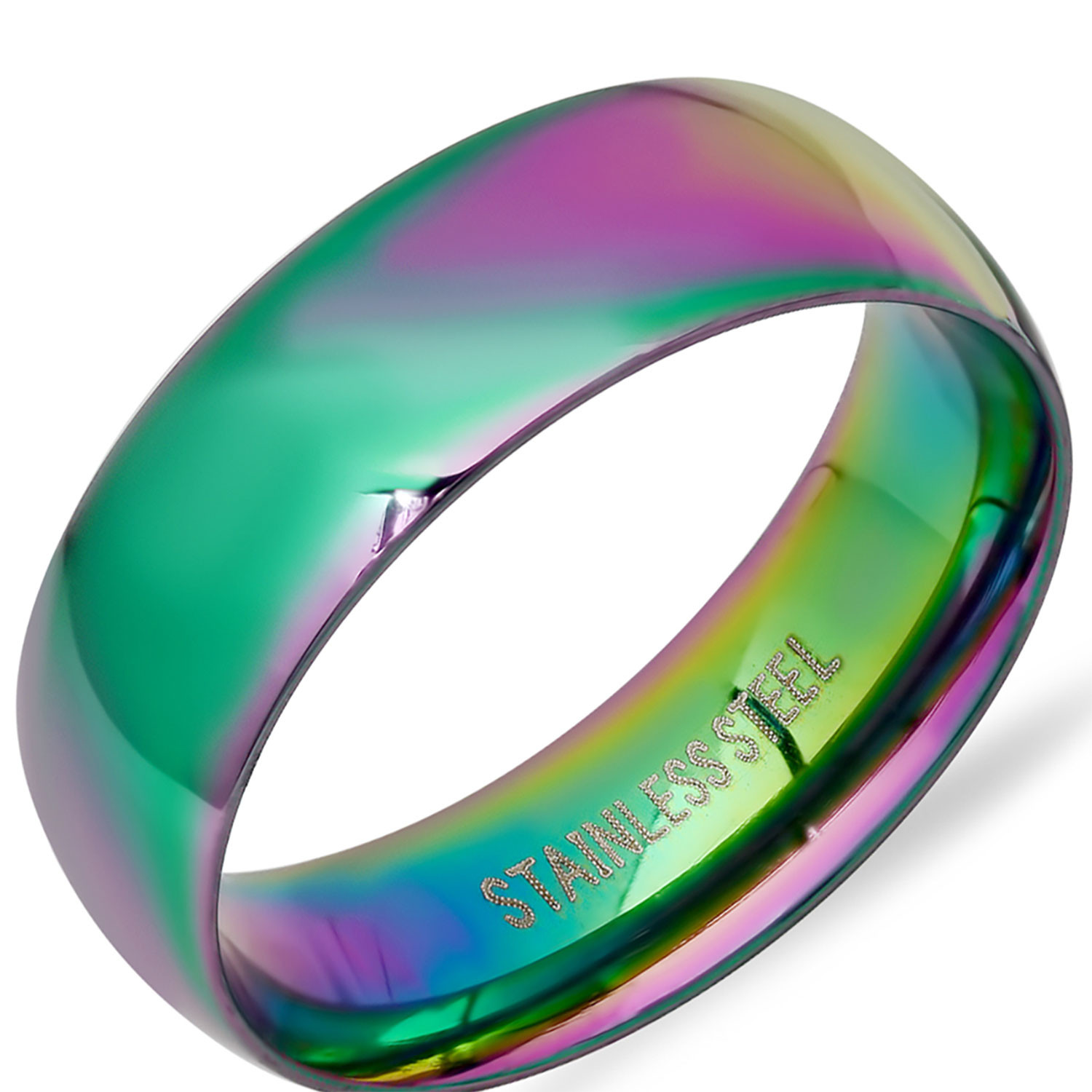 Stainless Steel Band Ring Multicolor Size 6 Hmy Jewelry Touch Of Modern
