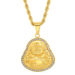 Simulated Diamond Buddha Pendant Necklace // Yellow