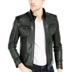 Zaine Leather Jacket // Green (3XL)