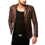 Tongo Leather Jacket // Brown (4XL)