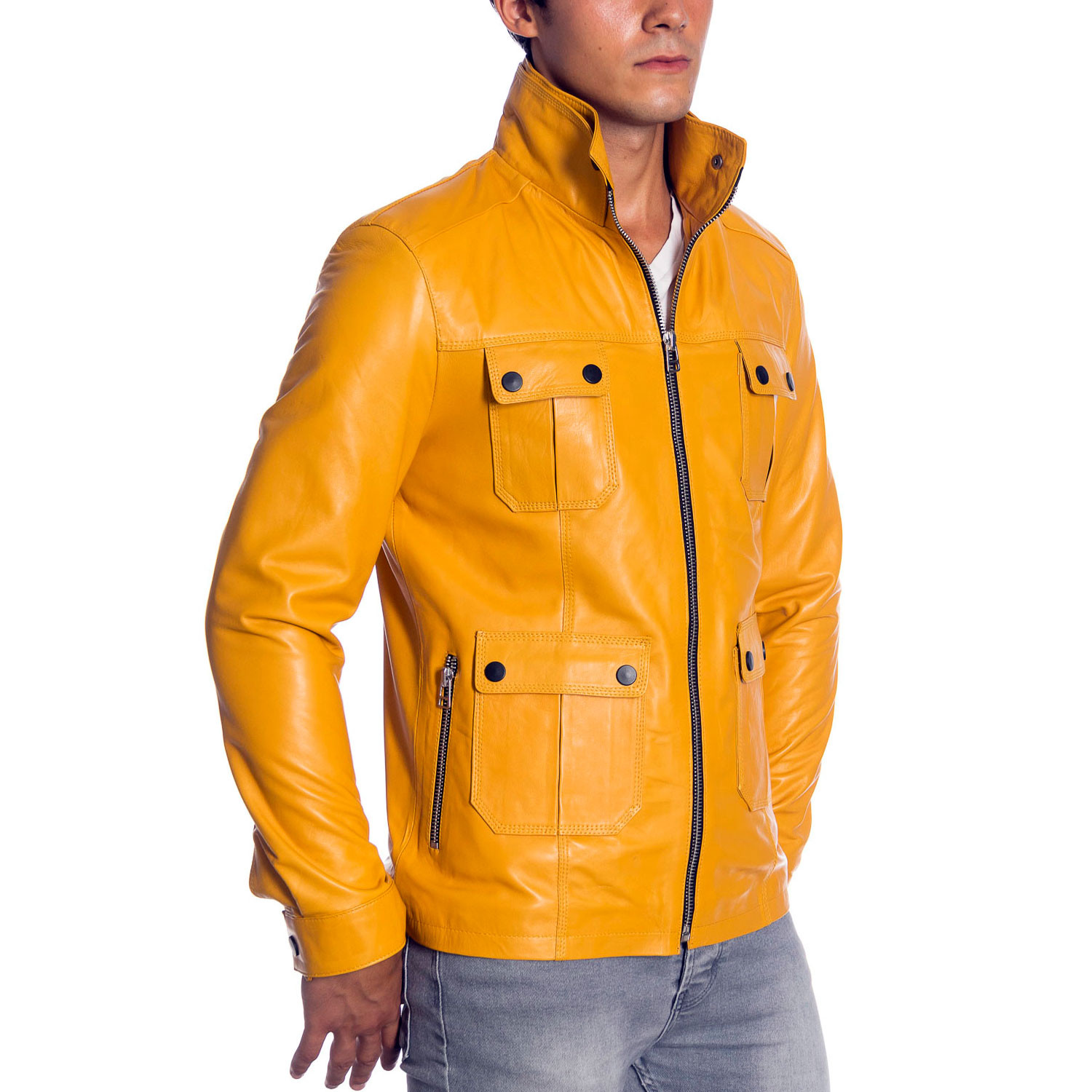 Montel Leather Jacket // Yellow (XS) - Vivamood - Touch of Modern
