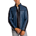 Preston Leather Jacket // Blue (S)