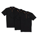 Pack of 3 // Zipper T-Shirts // Black (Small)