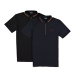 Pack of 2 // Zipper T-Shirts // Dark Blue + Black (Small)