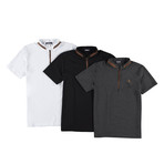 Pack of 3 // Zipper T-Shirts // Black + White + Anthracite (Small)