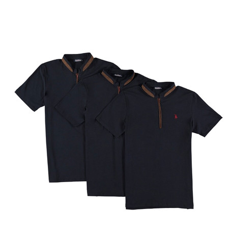 Pack of 3 // Zipper T-Shirts // Dark Blue (Small)