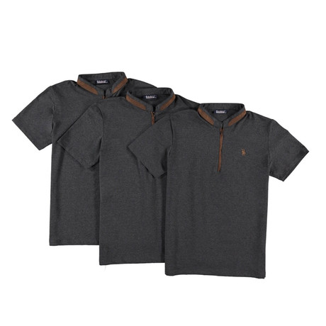 Pack of 3 // Zipper T-Shirts // Anthracite (Small)