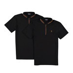 Pack of 2 // Zipper T-Shirts // Black + Black (Small)