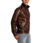 Andrew Leather Jacket // Antique (4XL)