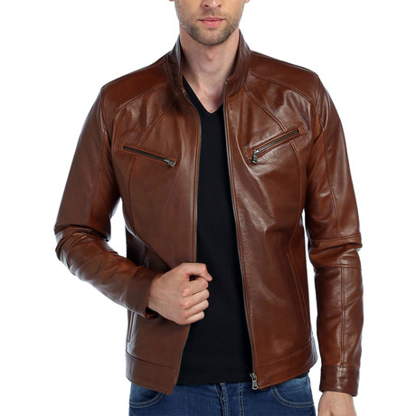 Merlin Leather Jacket // Brown (L)