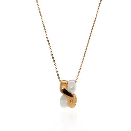 Damiani Abbracio 18k Rose Gold + Ceramic Diamond Accent Necklace // Store Display