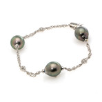 Damiani Le Perle 18k White Gold Diamond + Pearl Bracelet // Store Display