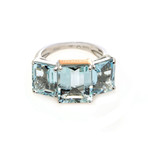 Damiani 18k Two-Tone Gold Aquamarine Ring // Ring Size: 7.5 // Store Display