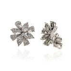 Damiani 18k White Gold Diamond Flower Stud Earrings // Store Display