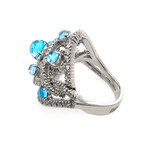 Damiani 18k White Gold Diamond + Topaz Ring // Ring Size: 7 // Store Display
