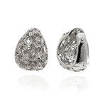 Damiani 18k White Gold Diamond Huggie Earrings II // Store Display