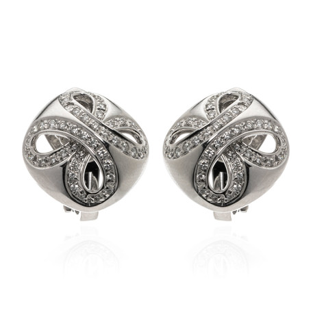 Damiani 18k White Gold Diamond Huggie Earrings I // Store Display