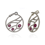 Damiani Battito D’ali 18k White Gold Diamond + Ruby Earrings // Store Display