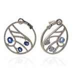 Damiani Battito D’ali 18k White Gold Diamond + Sapphire Earrings // Store Display