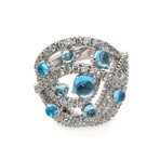 Damiani 18k White Gold Diamond + Topaz Ring // Ring Size: 7 // Store Display
