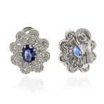 Damiani 18k White Gold Diamond + Sapphire Huggie Earrings // Store Display