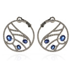 Damiani Battito D’ali 18k White Gold Diamond + Sapphire Earrings // Store Display