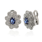 Damiani 18k White Gold Diamond + Sapphire Huggie Earrings // Store Display