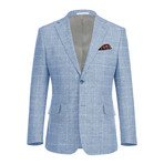 Linen + Cotton Textured Windowpane Slim Fit Blazer // Blue + White (US: 38S)