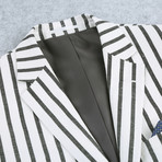 Linen + Cotton Bold Stripe Slim Fit Blazer // Black + White (US: 34R)