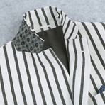 Linen + Cotton Bold Stripe Slim Fit Blazer // Black + White (US: 36R)