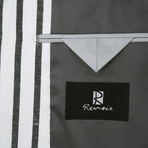 Linen + Cotton Bold Stripe Slim Fit Blazer // Black + White (US: 38L)