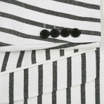 Linen + Cotton Bold Stripe Slim Fit Blazer // Black + White (US: 36S)