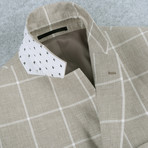 Linen + Cotton Textured Windowpane Classic Fit Blazer // Tan + White (US: 36R)