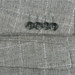 Linen + Cotton Textured Windowpane Slim Fit Blazer // Gray + White (US: 34R)